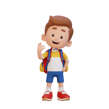 3D cute kid give ok sign png