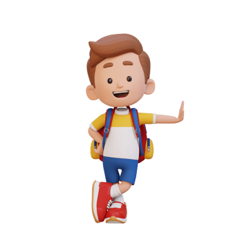 3D kid character laying on transparent wall png