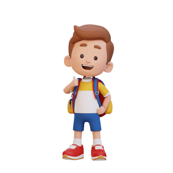 3D kid character give a thumb up with cute happy face png