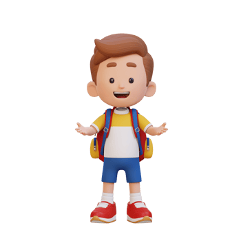 3D kid character in talking and explaining pose png