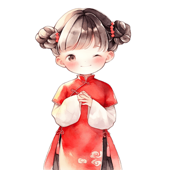 Girl wears a red qipao dress with a Chinese hairstyle during Chinese New Year ,ai generated png
