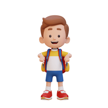 3D cute kid pointing hand to bottom png