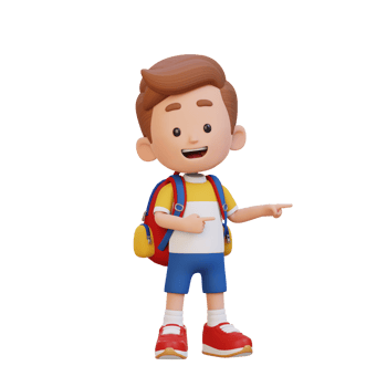 3D cute kid pointing hand to the side png