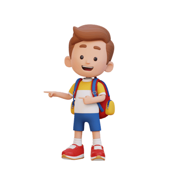 3D cute kid pointing hand to the side png
