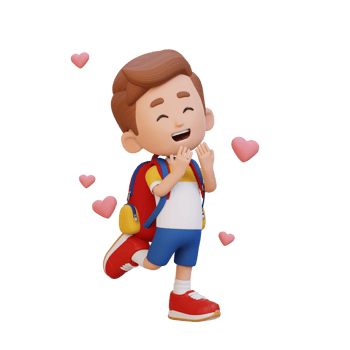 3D cute kid character in love png