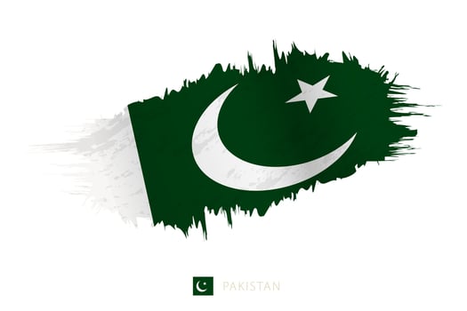 Painted brushstroke flag of Pakistan with waving effect. vector