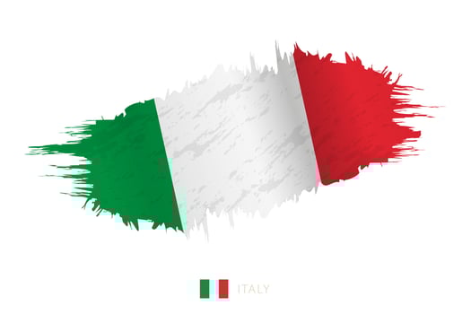 Painted brushstroke flag of Italy with waving effect. vector