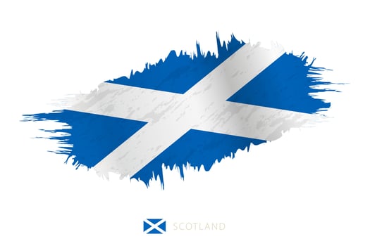 Painted brushstroke flag of Scotland with waving effect. vector
