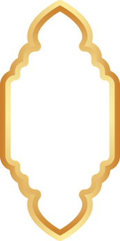 Golden Ramadan frame. Islamic window shapes with ornament. Muslim vintage border. Indian decoration for banner in oriental style. png