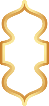 Golden Ramadan frame. Islamic window shapes with ornament. Muslim vintage border. Indian decoration for banner in oriental style. png