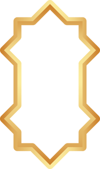 Golden Ramadan frame. Islamic window shapes with ornament. Muslim vintage border. Indian decoration for banner in oriental style. png