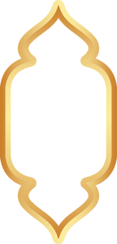 Golden Ramadan frame. Islamic window shapes with ornament. Muslim vintage border. Indian decoration for banner in oriental style. png