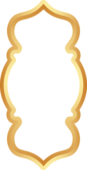Golden Ramadan frame. Islamic window shapes with ornament. Muslim vintage border. Indian decoration for banner in oriental style. png