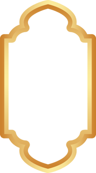 Golden Ramadan frame. Islamic window shapes with ornament. Muslim vintage border. Indian decoration for banner in oriental style. png