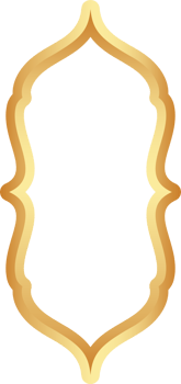 Golden Ramadan frame. Islamic window shapes with ornament. Muslim vintage border. Indian decoration for banner in oriental style. png