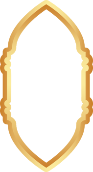Golden Ramadan frame. Islamic window shapes with ornament. Muslim vintage border. Indian decoration for banner in oriental style. png