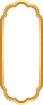 Golden Ramadan frame. Islamic window shapes with ornament. Muslim vintage border. Indian decoration for banner in oriental style. png