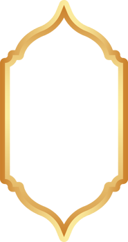 Golden Ramadan frame. Islamic window shapes with ornament. Muslim vintage border. Indian decoration for banner in oriental style. png