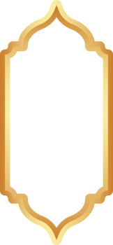 Golden Ramadan frame. Islamic window shapes with ornament. Muslim vintage border. Indian decoration for banner in oriental style. png
