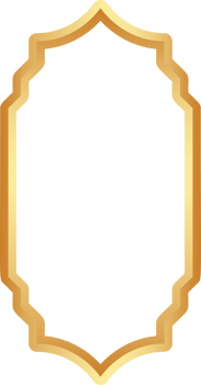 Golden Ramadan frame. Islamic window shapes with ornament. Muslim vintage border. Indian decoration for banner in oriental style. png