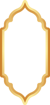 Golden Ramadan frame. Islamic window shapes with ornament. Muslim vintage border. Indian decoration for banner in oriental style. png