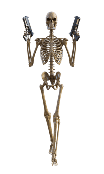 Human skeleton on transparent background, 3d render png