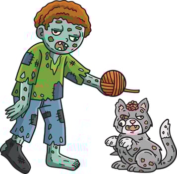 Zombie and Undead Cat Cartoon Colored Clipart vector