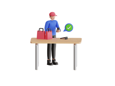 Cashless phone payment technology with pos terminal. POS terminal approved the payment by smartphone. 3d illustration png