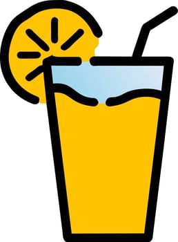 Lemon juice isolated on white background. Fruit juice in glass, straw tube. Fresh lemon juice for design drink menu cafe or restaurants. vector