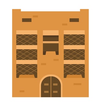 Authentic ancient Arabian house flat vector illustration isolated on white.