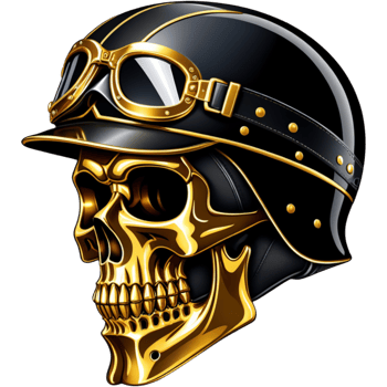 Realistic vintage biker golden skull shirt design. AI Generative png