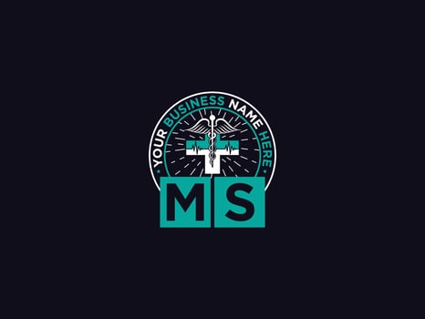 Medical Ms Logo Icon, Creative MS Doctors Logo Letter Vector