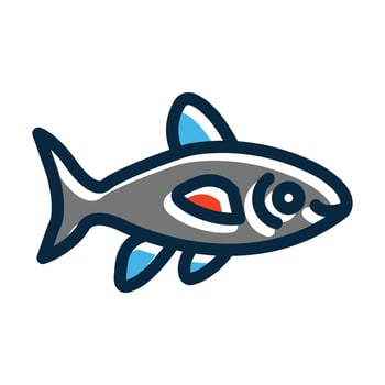 Neon Tetra Vector Thick Line Filled Dark Colors
