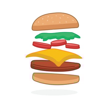 Vector illustration of hamburgers on white background