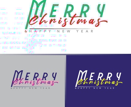 Merry Christmas and Happy New Year, Typography logo design vector