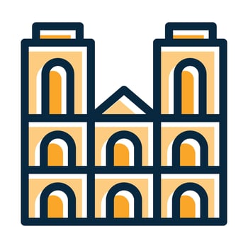 Notre Dame Vector Thick Line Filled Dark Colors