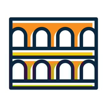 Aqueduct Of Segovia Vector Thick Line Filled Dark Colors