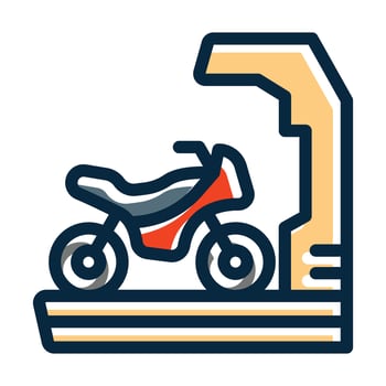 Motorbike Vector Thick Line Filled Dark Colors