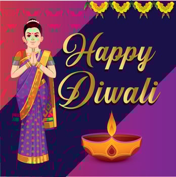 Deepawali happy Diwali festive Hindu festival Laxmi pooja social post template vector