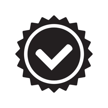 Yes round stamp icon. Seal with check mark icon. Symbol of approval. Approved icon. vector