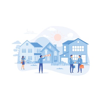 Real estate business concept. rising real estate market, increasing the value of houses and square meters,flat vector modern illustration