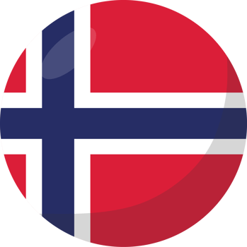 Norway flag circle 3D cartoon style. png