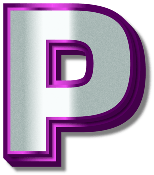 3D Luxury Silver Purple Alphabet Letter P png