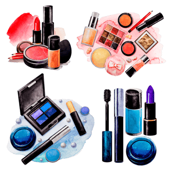 Set of decorative cosmetics. Makeup. Watercolor. Isolated. For card or banner png