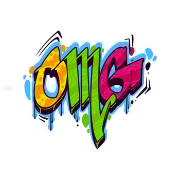 OMG graffiti street art, urban style wall tag vector
