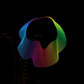 Sound wave, equalizer rainbow color gradient. Modern future technology. Vector geometric abstract element isolated on black background