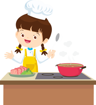 Cooking children girl Little kid making delicious food professional chef png