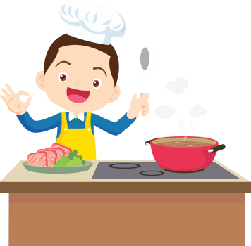 Cooking children boy Little kids making delicious food professional chef png