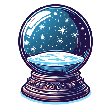 Trees And Mountain Inside Snow Globe Clipart - Ai Generative png