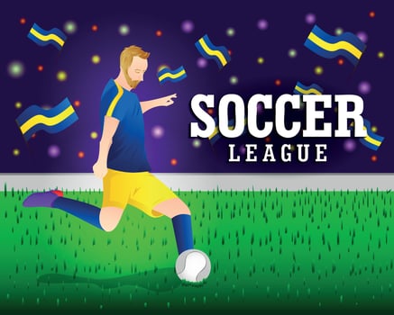 soccer player about to kick a ball, vector illustration to promote soccer league